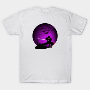 Eternal Nightwatch: Silhouette Ninja Guardian for Halloween T-Shirt